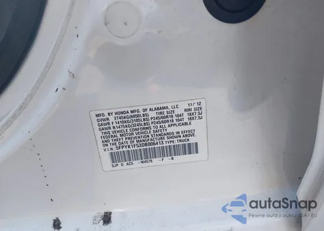 2013 Honda Ridgeline Rtl from USA, damaged, VIN 5FPYK1F53DB006413